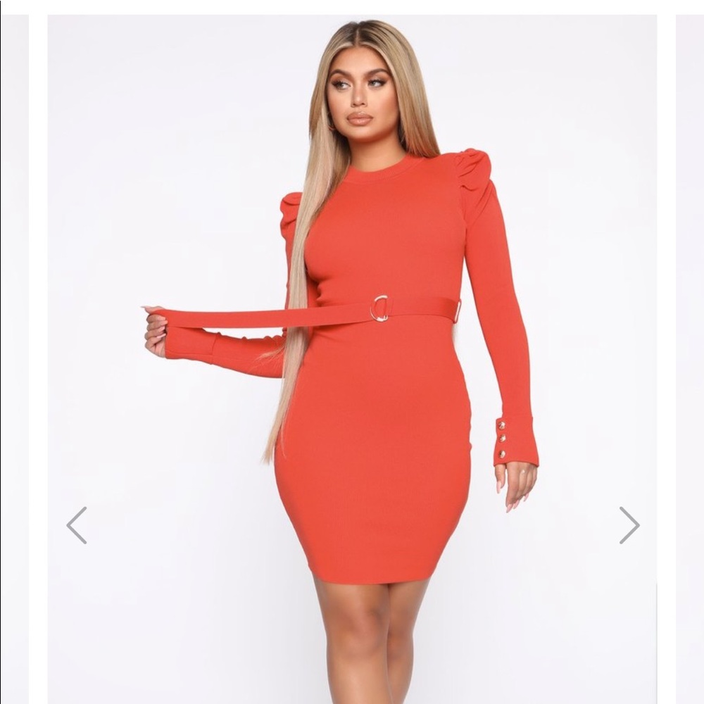 Orange sweater dress